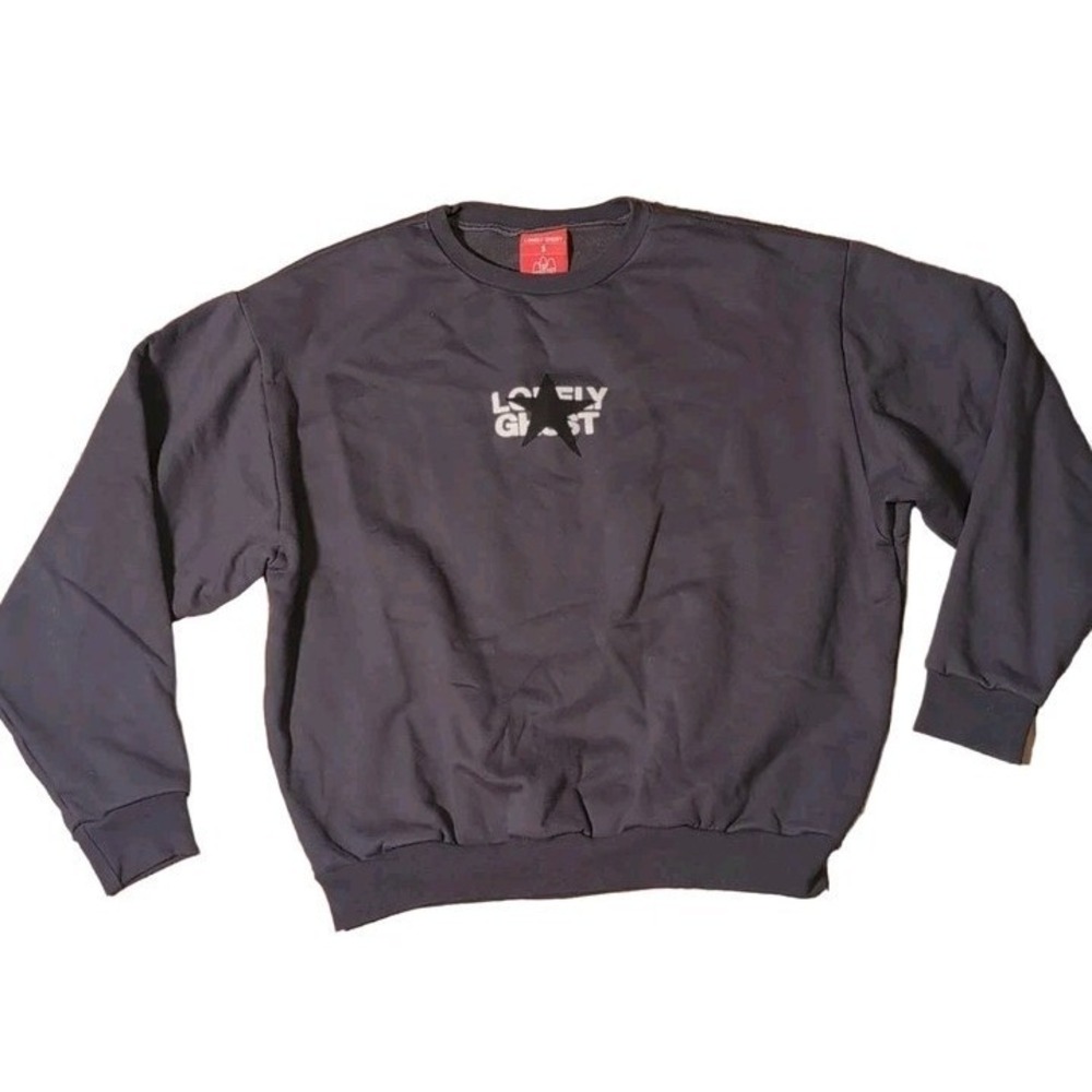 LONELY GHOST Lovely Ghost Star Graphic Crewneck Sweatshirt Dark Gray S